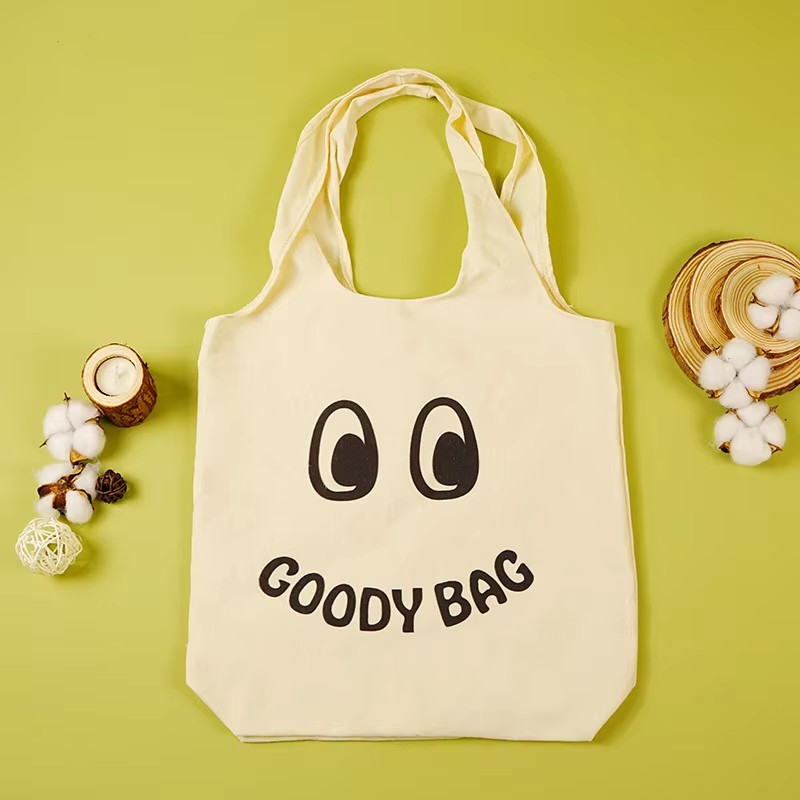 Cartoon Canvas Vest Bag Printing Logo Creative Handheld Cotton Shopping Bag Blank One Shoulder Canvas Bag