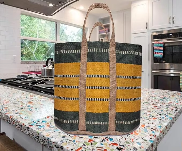 Custom Jute Boho Rockered Shopping Bag Wedding Party Burlap Tote with Jute Canvas Bottom for Sandbeach Travel