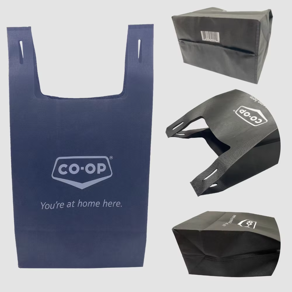 Hot Sale Custom Logo Printed Non-Woven Bag Folding Shopping Pp Non Woven Tote Bag Recyclable NonWoven Shop Tote Bag 16*22