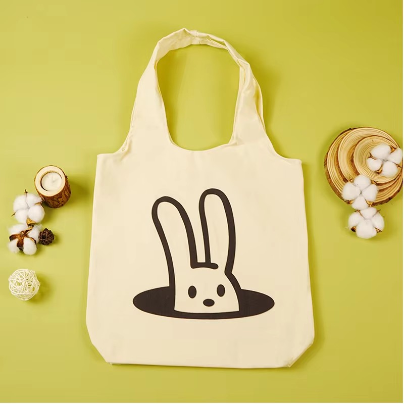 Cartoon Canvas Vest Bag Printing Logo Creative Handheld Cotton Shopping Bag Blank One Shoulder Canvas Bag