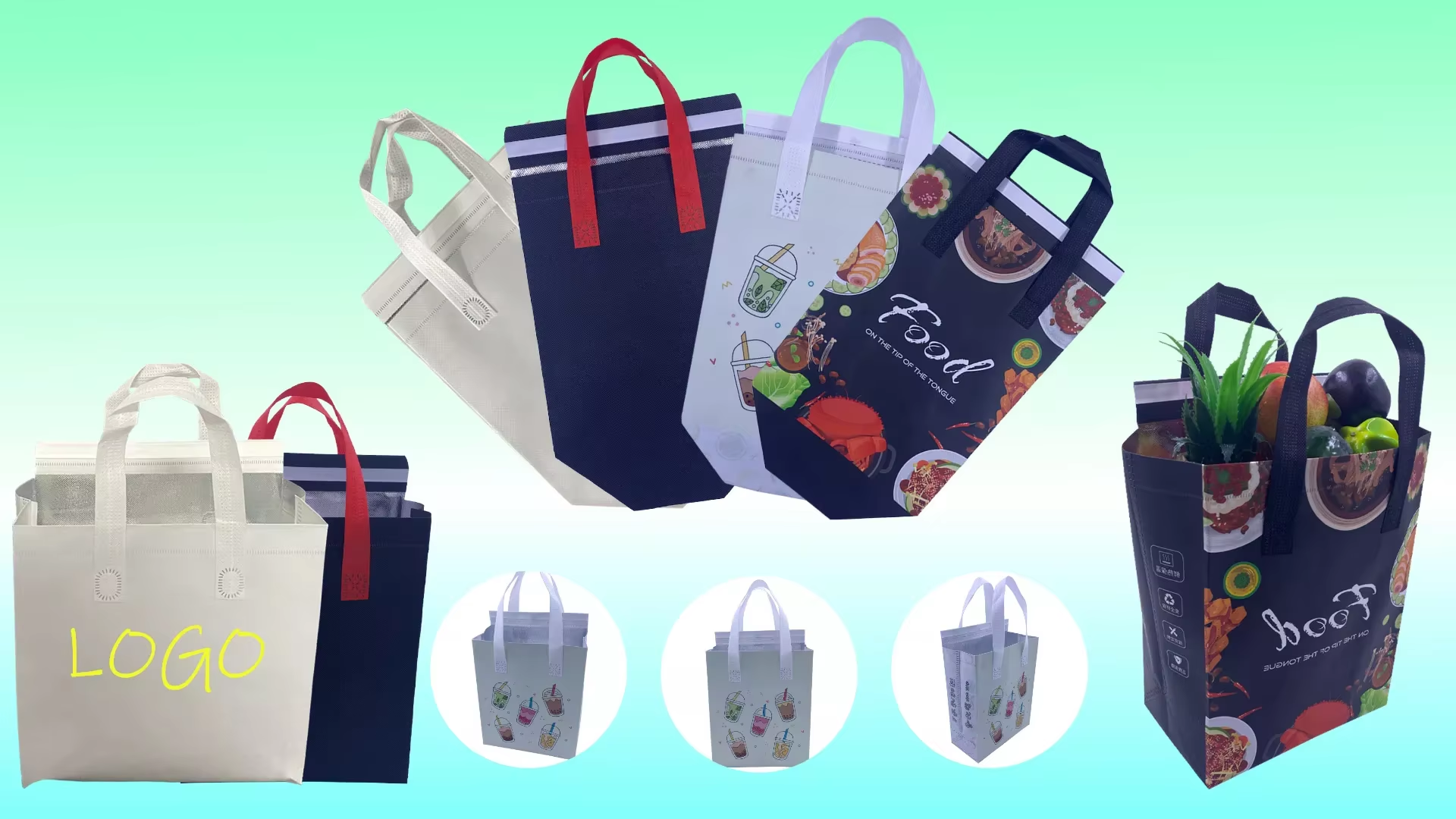 Hot Selling Large Capacity Non-Woven Fabric Cooler Bag Aluminum Foil Insulated for Milk Tea Lunch Box Barbecue Letter Style