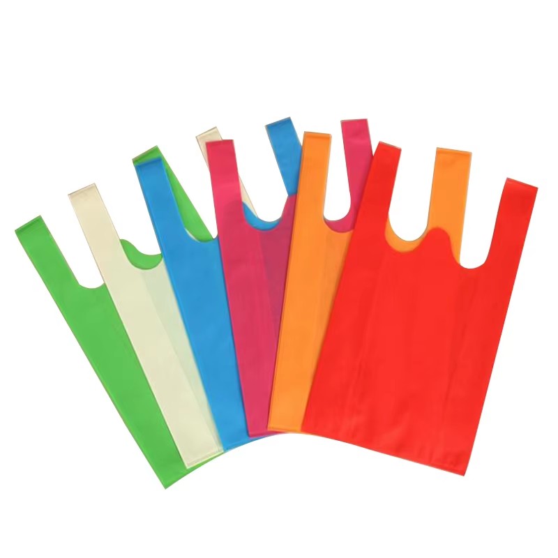 ECO Friendly w Cut pp Non Woven T-shirt Vest Bag Easy Degradation Silk Screen Printing Nonwoven Shopping Bags