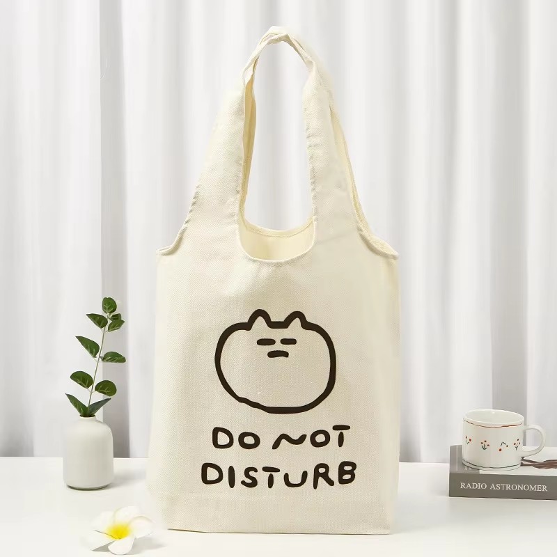 Cartoon Canvas Vest Bag Printing Logo Creative Handheld Cotton Shopping Bag Blank One Shoulder Canvas Bag