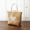Eco-friendly Recycled Jute Embroidery Design Logo Summer Women Flax Beach Handbags Shopping Tote Sack Bag
