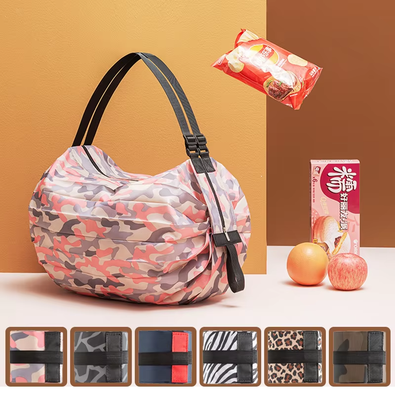 Eco Friendly and Reusable Polyester Waterproof Large Capacity Foldable Sports Shoulder Gym Tote Storage Bag