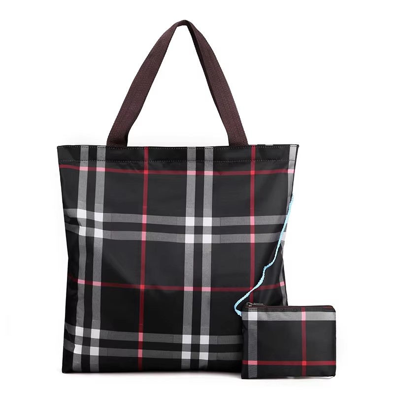 Folding High Capacity Polyester One Shoulder Supermarket Portable Shopping Bag Mom Buying Vegetable Bag Fold Tote Bag