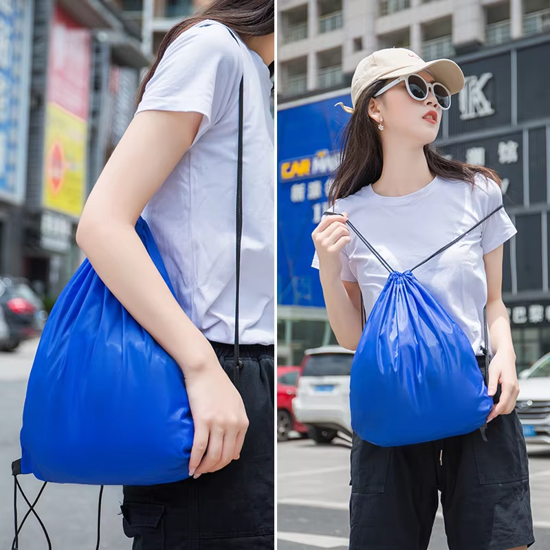 Customized Durable Waterproof Travel Backpack Promotional Reusable Nylon Drawstring Bag with Custom Logo Gift Bag