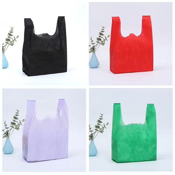 2025 Hot Seller Customized Grocery Store Tote Bag with Multiple Sizes and Colors and Logos Non-woven T-shirt Bag