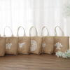 Eco-friendly Recycled Jute Embroidery Design Logo Summer Women Flax Beach Handbags Shopping Tote Sack Bag