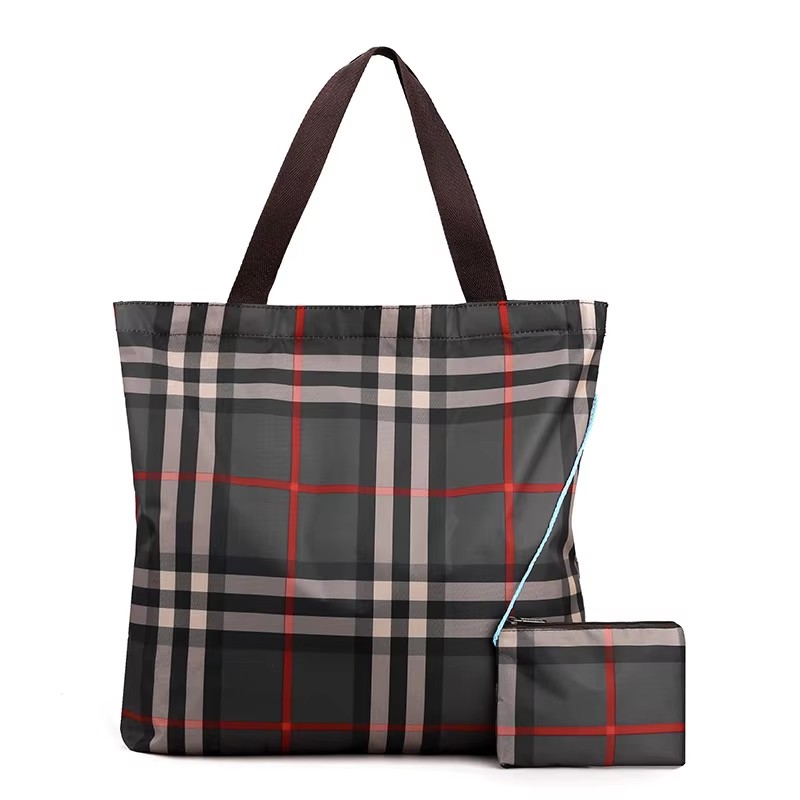 Folding High Capacity Polyester One Shoulder Supermarket Portable Shopping Bag Mom Buying Vegetable Bag Fold Tote Bag