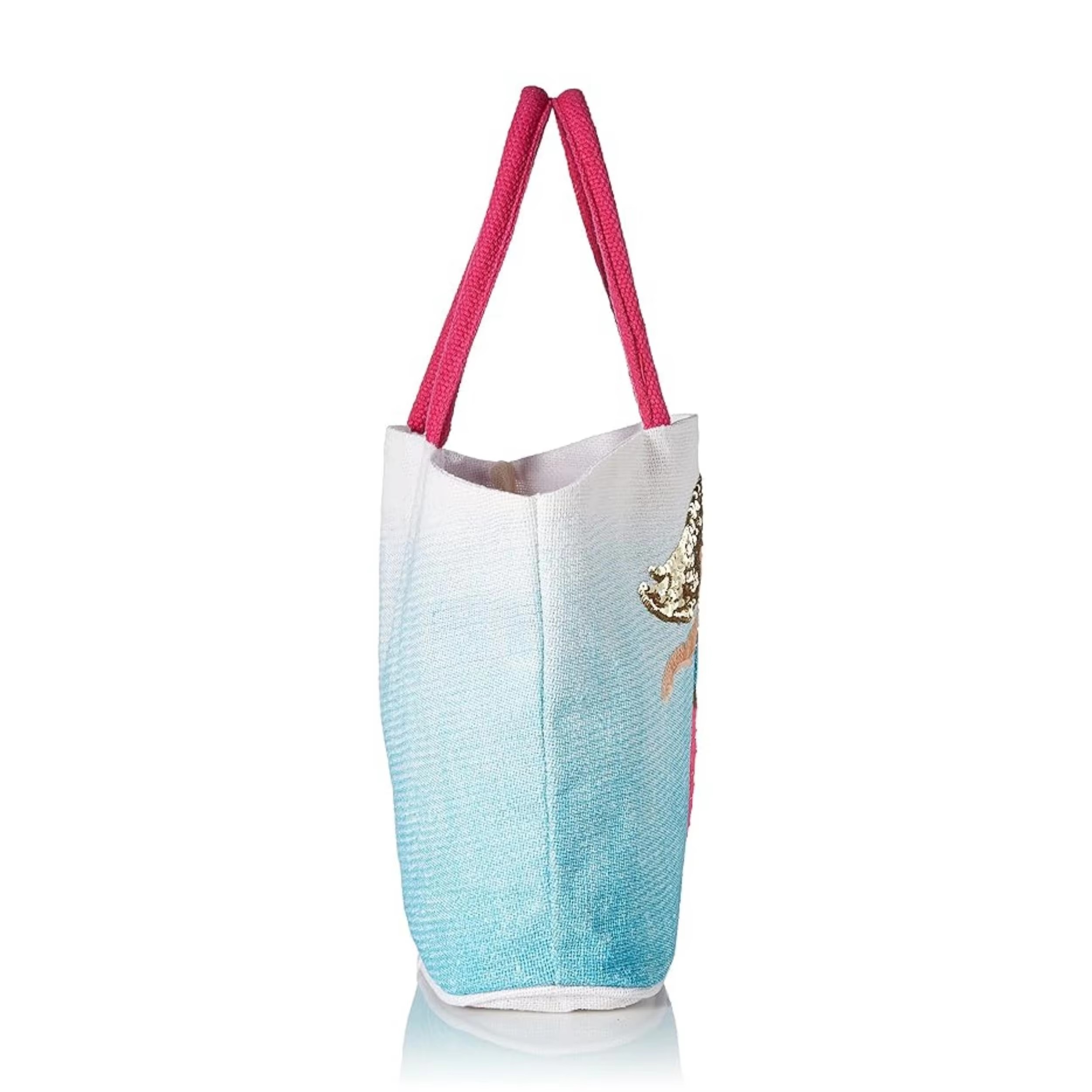 Cartoon Pattern Customization Jute Tote Sequined Mermaid & Starfish With Bonus Mermaid Bag Mermaid Jute Tote Bag
