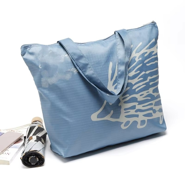 Custom Logo Polyester Foldable Advertising Zipper Bag Reusable Grocery Bag Rpet Recycle Eco Friendly Foldable Shopping Bags