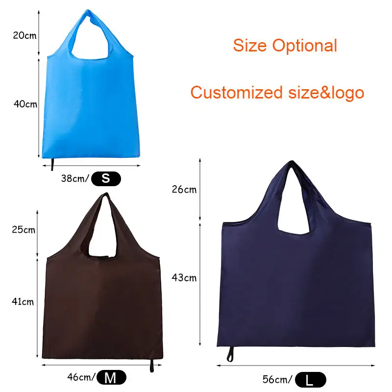 210T Polyester Foldable Shopping Bag – Eco-Friendly Reusable Tote with Elastic Loop, 3 Sizes (S/M/L) – Custom Logo, Color & Size Available – 11+ Colors for Groceries, Travel & Promotional Gifts