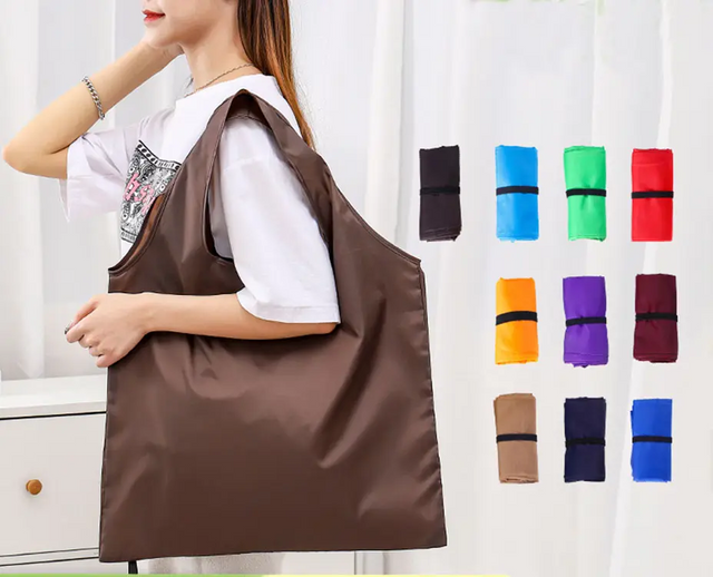 210T Polyester Foldable Shopping Bag – Eco-Friendly Reusable Tote with Elastic Loop, 3 Sizes (S/M/L) – Custom Logo, Color & Size Available – 11+ Colors for Groceries, Travel & Promotional Gifts