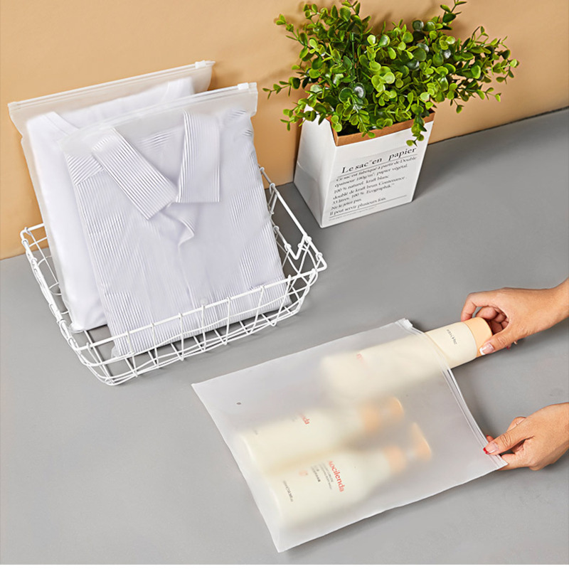 Frosted PE Zipper Bags / Translucent Matte Plastic Slider Seal Bags / Custom Reusable Storage Bags for Travel Home Organization