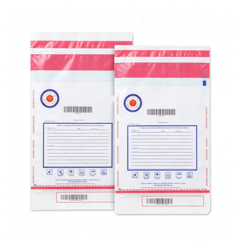 Tamper Evident Security Bag, Disposable Evidence Envelope with Hidden VOID Pattern, Sequential Serial Number & Barcode for Law Enforcement