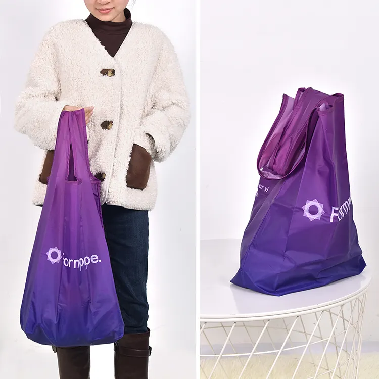 210T Polyester Foldable Shopping Bag – Eco-Friendly Reusable Tote with Elastic Loop, 3 Sizes (S/M/L) – Custom Logo, Color & Size Available – 11+ Colors for Groceries, Travel & Promotional Gifts