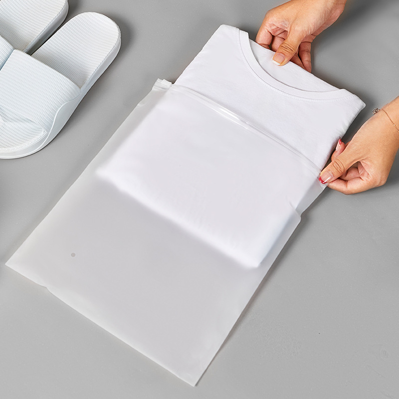 Frosted PE Zipper Bags / Translucent Matte Plastic Slider Seal Bags / Custom Reusable Storage Bags for Travel Home Organization